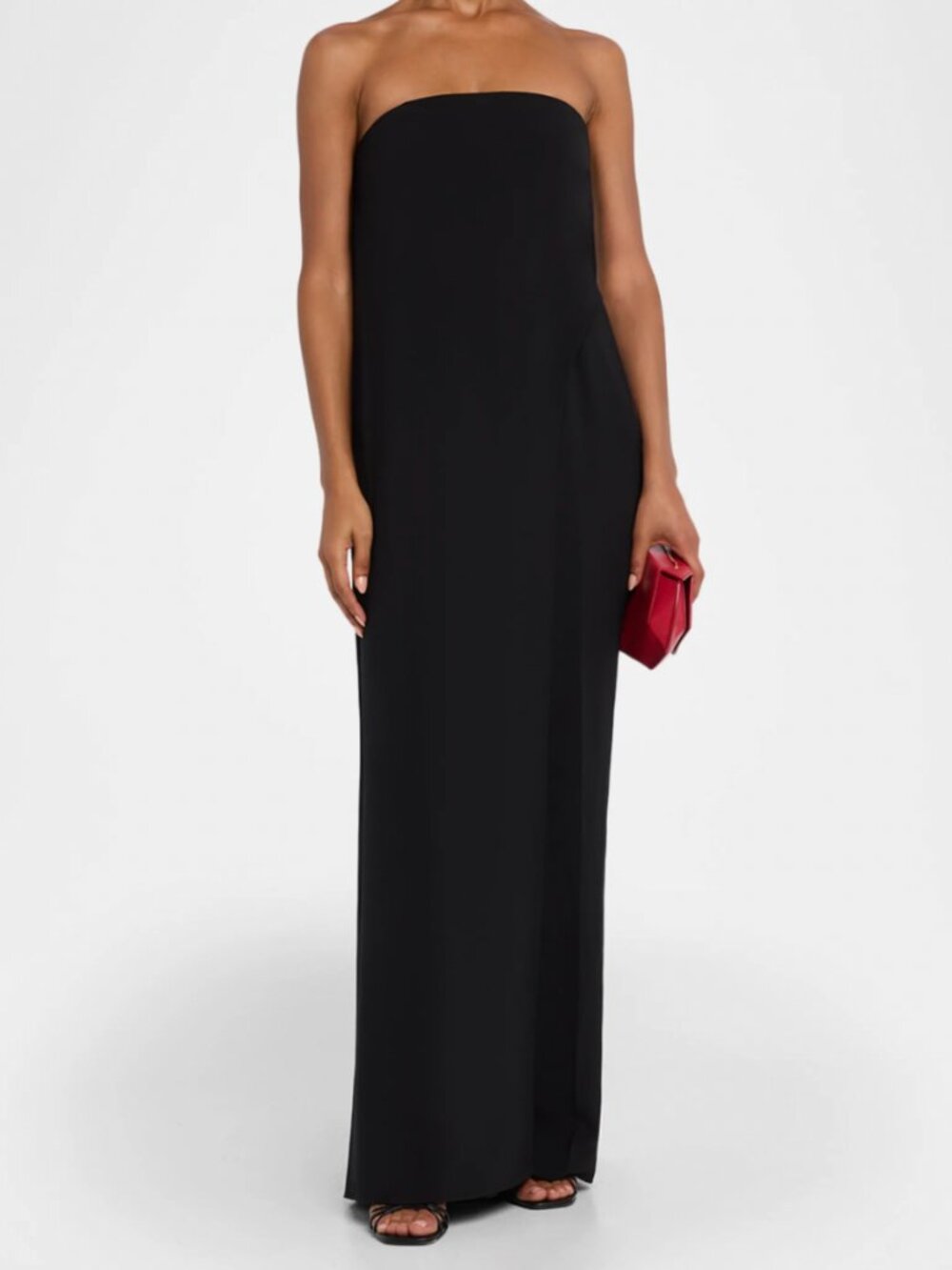 Halston Jacqueline Layered Strapless Crepe Jumpsuit, Black, Size 8